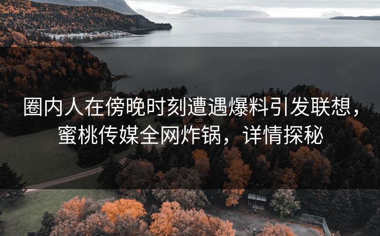 圈内人在傍晚时刻遭遇爆料引发联想，蜜桃传媒全网炸锅，详情探秘