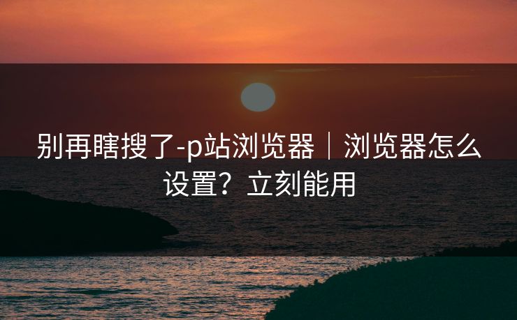 别再瞎搜了-p站浏览器｜浏览器怎么设置？立刻能用